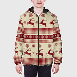 Куртка с капюшоном мужская Вязанный узор с оленями, цвет: 3D-черный — фото 2