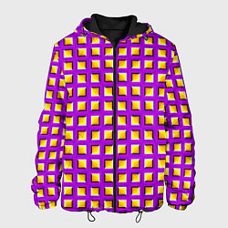 Мужская куртка Фиолетовый Фон с Желтыми Квадратами Иллюзия Движен