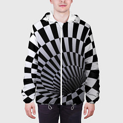Куртка с капюшоном мужская Оптическая Иллюзия, черно-белая, цвет: 3D-белый — фото 2