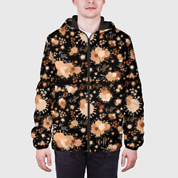 Куртка с капюшоном мужская Кофейные пятна и зёрна кофе, цвет: 3D-черный — фото 2