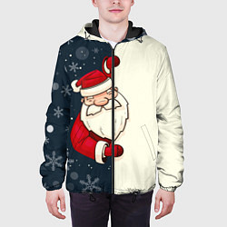 Куртка с капюшоном мужская Привет Дед Мороз, цвет: 3D-черный — фото 2
