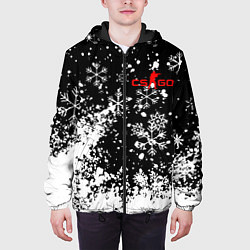 Куртка с капюшоном мужская НОВОГОДНИЙ CS : GO СНЕЖИНКИ, цвет: 3D-черный — фото 2