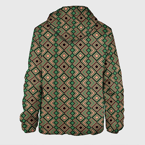 Мужская куртка Абстракция из черных, зеленых и бежевых квадратов / 3D-Черный – фото 2