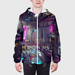 Куртка с капюшоном мужская Городской киберпанк, цвет: 3D-белый — фото 2