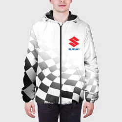 Куртка с капюшоном мужская Suzuki, Сузуки Спорт, Финишный флаг, цвет: 3D-черный — фото 2