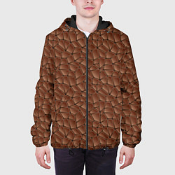 Куртка с капюшоном мужская Шоколадная Текстура, цвет: 3D-черный — фото 2