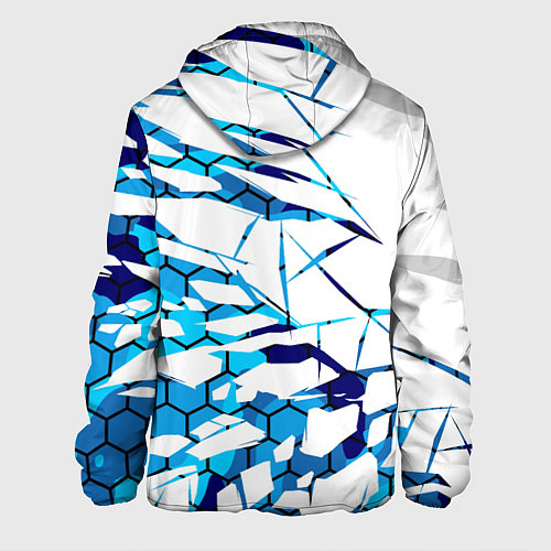 Мужская куртка 3D ВЗРЫВ ПЛИТ Белые и синие осколки / 3D-Черный – фото 2