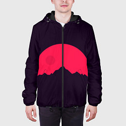 Куртка с капюшоном мужская Красная луна над сумеречными горами, цвет: 3D-черный — фото 2