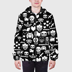 Куртка с капюшоном мужская UNDERTALE PATTERN БЕЛЫЙ, цвет: 3D-черный — фото 2