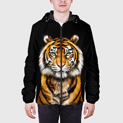 Куртка с капюшоном мужская Пушистый Тигр Во Тьме Символ 2022 года, цвет: 3D-черный — фото 2