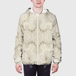 Куртка с капюшоном мужская Бежевый узор - Хуф и Ся, цвет: 3D-белый — фото 2