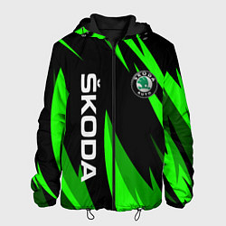 Куртка с капюшоном мужская SKODA Логотип Узор, цвет: 3D-черный