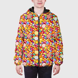 Куртка с капюшоном мужская Конфеты и Леденцы, цвет: 3D-черный — фото 2