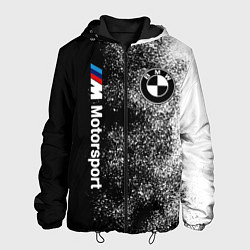 Куртка с капюшоном мужская БМВ Черно-белый логотип, цвет: 3D-черный