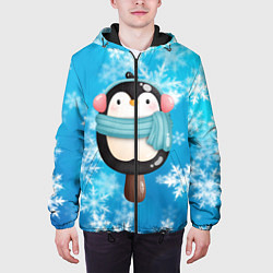 Куртка с капюшоном мужская Пингвин - эскимо Новый год, цвет: 3D-черный — фото 2