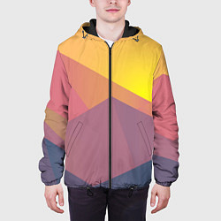 Куртка с капюшоном мужская Рассвет в горах искусства, цвет: 3D-черный — фото 2