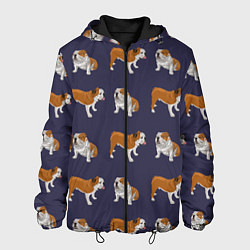 Куртка с капюшоном мужская Английские бульдоги паттерн, цвет: 3D-черный