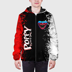 Куртка с капюшоном мужская Poppy Playtime - Брызги и капли красок, цвет: 3D-черный — фото 2