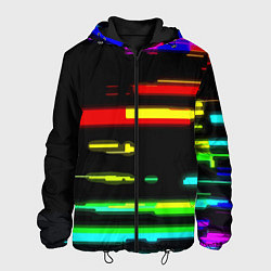 Куртка с капюшоном мужская Color fashion glitch, цвет: 3D-черный