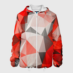 Куртка с капюшоном мужская Красно-серая геометрия, цвет: 3D-белый