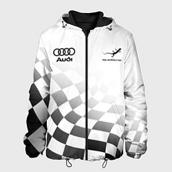 Куртка с капюшоном мужская Audi Quattro, Ауди Кватро, Финишный флаг, цвет: 3D-черный