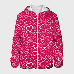 Куртка с капюшоном мужская Влюблённые Сердца LOVE, цвет: 3D-белый