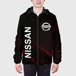 Куртка с капюшоном мужская Nissan, Ниссан Абстракция, цвет: 3D-черный — фото 2