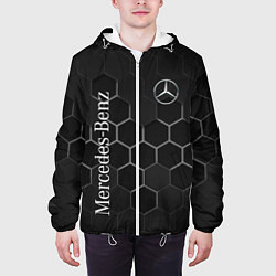 Куртка с капюшоном мужская Mercedes-Benz black соты, цвет: 3D-белый — фото 2