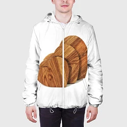 Куртка с капюшоном мужская Сердечки из дерева, цвет: 3D-белый — фото 2