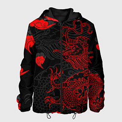 Куртка с капюшоном мужская Дракон Китайский дракон, цвет: 3D-черный
