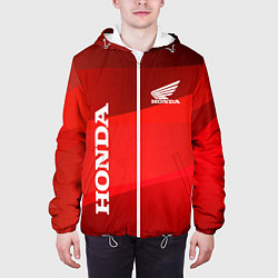 Куртка с капюшоном мужская Honda - Red, цвет: 3D-белый — фото 2