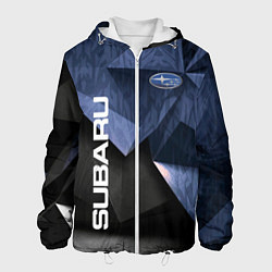 Куртка с капюшоном мужская Subaru - Геометрия, цвет: 3D-белый