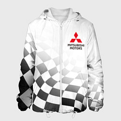 Куртка с капюшоном мужская Митсубиси Mitsubishi финишный флаг, цвет: 3D-белый