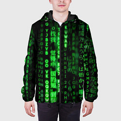Куртка с капюшоном мужская ЗЕЛЁНЫЙ НЕОН НА ЧЁРНОМ, цвет: 3D-черный — фото 2