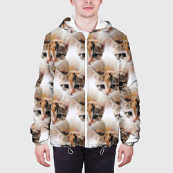 Куртка с капюшоном мужская Маленький котенок паттерн, цвет: 3D-белый — фото 2