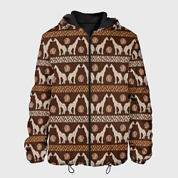 Куртка с капюшоном мужская Жирафы Африка паттерн, цвет: 3D-черный