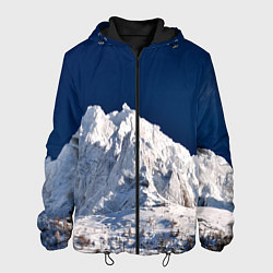 Куртка с капюшоном мужская Снежные горы, синие небо, цвет: 3D-черный