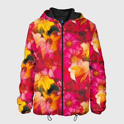 Куртка с капюшоном мужская Садовые цветочки полевые, цвет: 3D-черный