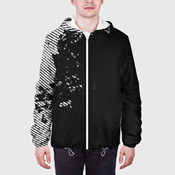 Куртка с капюшоном мужская ЧЕРНОЕ БЕЛЫЙ ГРАНЖ ПОЛОСЫЫ, цвет: 3D-белый — фото 2