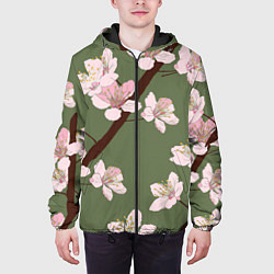 Куртка с капюшоном мужская Деревья весной, цвет: 3D-черный — фото 2