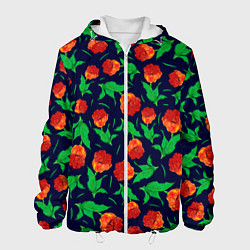 Куртка с капюшоном мужская Тюльпаны Весенние цветы, цвет: 3D-белый