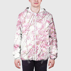 Куртка с капюшоном мужская Розовое цветение, цвет: 3D-белый — фото 2