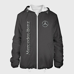 Куртка с капюшоном мужская Mercedes карбоновые полосы, цвет: 3D-белый