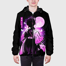 Куртка с капюшоном мужская Шинобу Кочо силуэт Клинок рассекающего демона, цвет: 3D-черный — фото 2