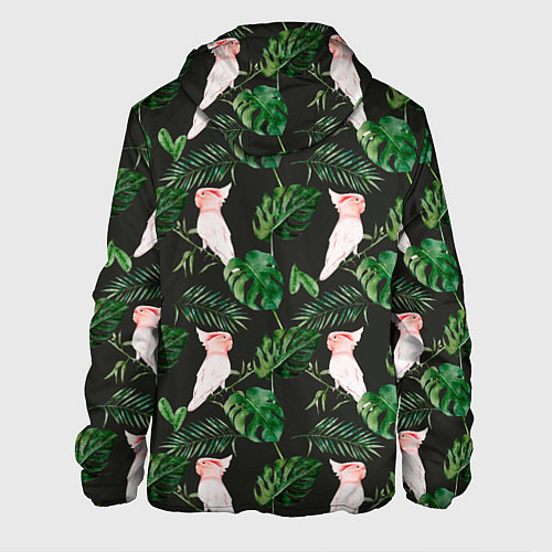 Мужская куртка Белые попугаи и листья / 3D-Черный – фото 2