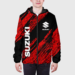 Куртка с капюшоном мужская Suzuki Черно Красный, цвет: 3D-черный — фото 2