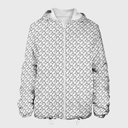 Куртка с капюшоном мужская Круглые стрелки паттерн, цвет: 3D-белый