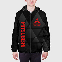 Куртка с капюшоном мужская Mitsubishi Геометрия треугольники, цвет: 3D-черный — фото 2