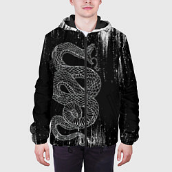 Куртка с капюшоном мужская Snake Краски Змея ЧБ, цвет: 3D-черный — фото 2
