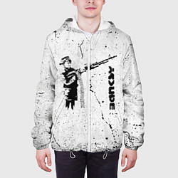 Куртка с капюшоном мужская BANKSY БЭНКСИ мальчик с оружием, цвет: 3D-белый — фото 2